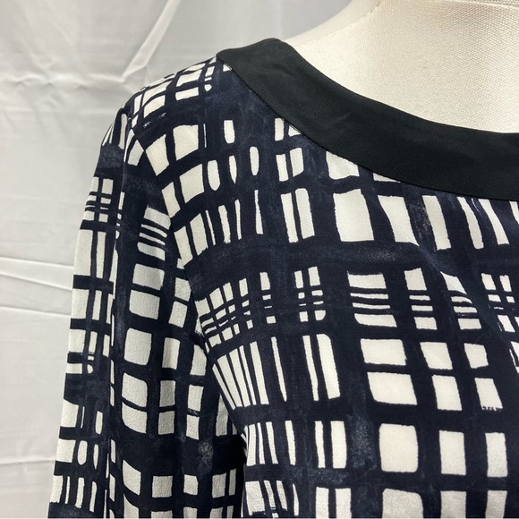 Madewell 3/4 Geometric Print 100% mulberry silk blouse women’s s luxury classy‎ - Picture 3 of 13